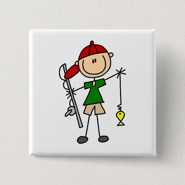 Stick Figure Fishing Tshirts and Gifts 15 Cm Square Badge (Front)