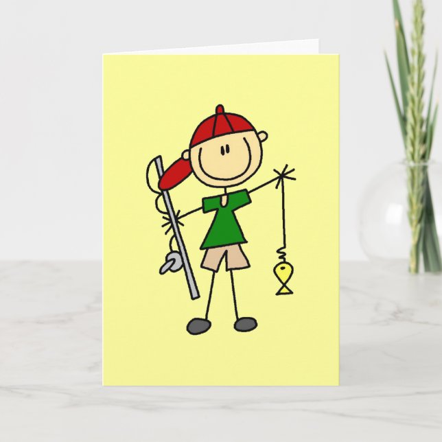 Stick Figure Fishing Tshirts and Gifts Card (Front)