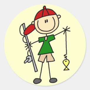 Stick Figure Fishing Tshirts and Gifts Classic Round Sticker