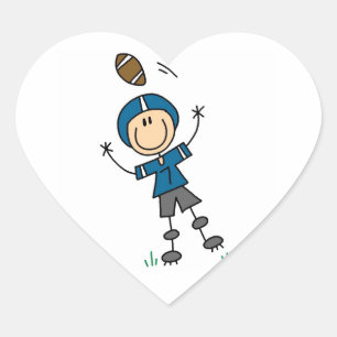 Stick Figure Football Blue Heart Sticker