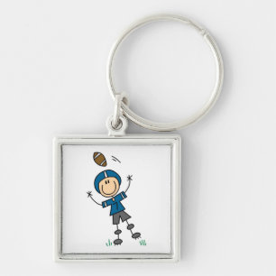 Stick Figure Football Blue Key Ring