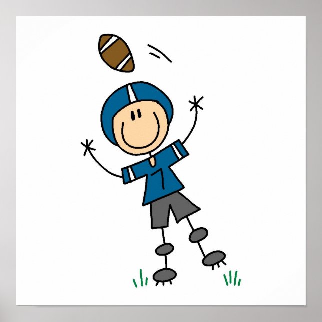Stick Figure Football Blue Poster (Front)