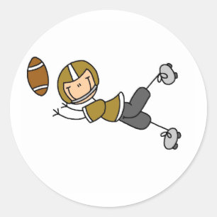 Stick Figure Football Gold Classic Round Sticker