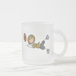 Stick Figure Football Gold Frosted Glass Coffee Mug