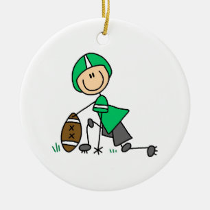 Stick Figure Football Green Ceramic Tree Decoration