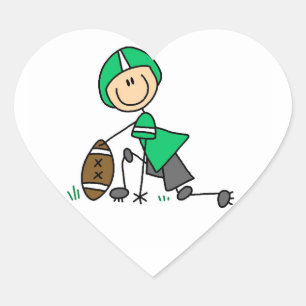 Stick Figure Football Green Heart Sticker