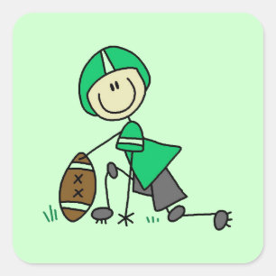 Stick Figure Football Green Square Sticker