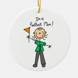 Stick Figure Football Mum Ceramic Tree Decoration