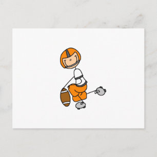 Stick Figure Football Orange Postcard