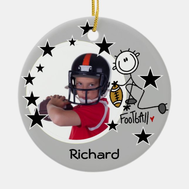 Stick Figure Football Photo Ornament (Front)