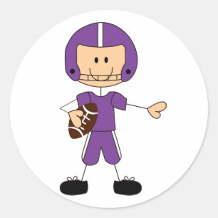 Stick Figure Football Player Classic Round Sticker