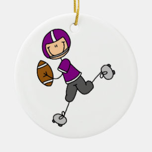 Stick Figure Football Purple Ceramic Tree Decoration