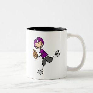 Stick Figure Football Purple Two-Tone Coffee Mug