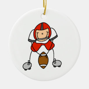 Stick Figure Football Red Ceramic Tree Decoration