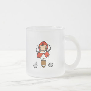 Stick Figure Football Red Frosted Glass Coffee Mug