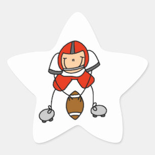 Stick Figure Football Red Star Sticker
