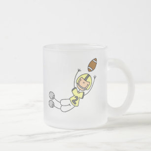 Stick Figure Football Yellow Frosted Glass Coffee Mug