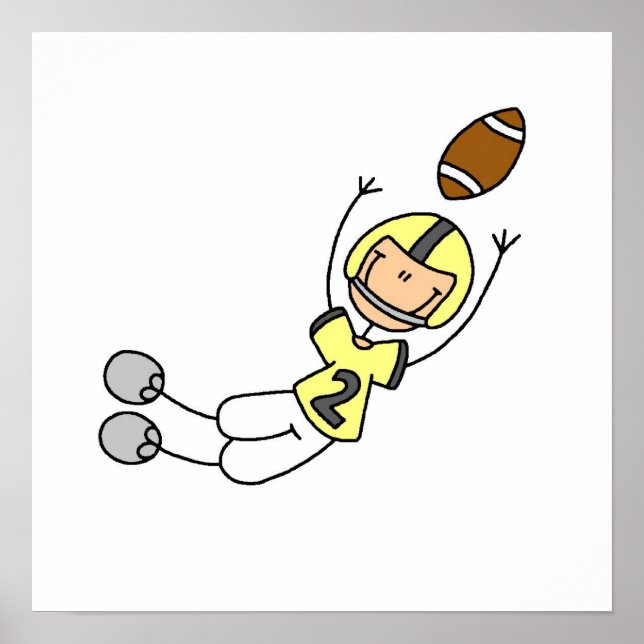 Stick Figure Football Yellow Poster (Front)