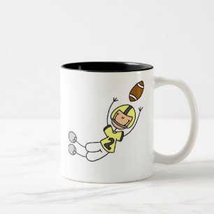 Stick Figure Football Yellow Two-Tone Coffee Mug