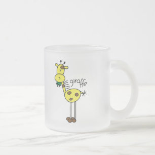 Stick Figure Giraffe T-shirts and Gifts Frosted Glass Coffee Mug