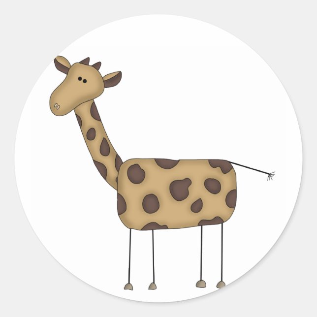 Stick Figure Giraffe Tshirts and Gifts Classic Round Sticker (Front)