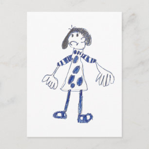 Stick Figure Girl Asks for Hug Postcard