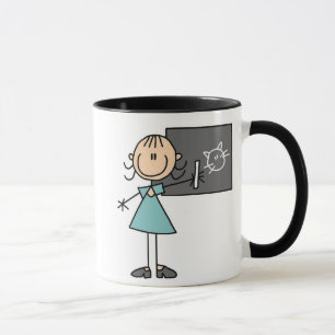 Stick Figure Girl at Chalk Board Mug