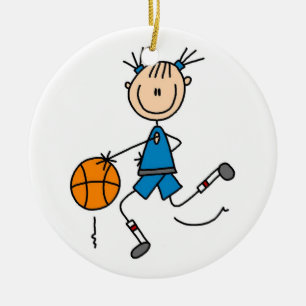 Stick Figure Girl Basketball Player Tshirts Ceramic Tree Decoration