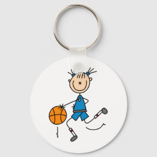 Stick Figure Girl Basketball Player Tshirts Key Ring