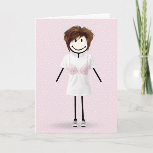 Stick Figure Girl Breast Cancer Survivor Card