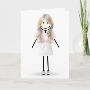 Stick Figure Girl Breast Cancer Survivor Card