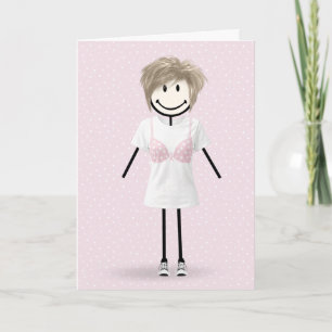 Stick Figure Girl Breast Cancer Survivor Card