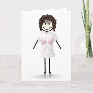 Stick Figure Girl Breast Cancer Survivor Card