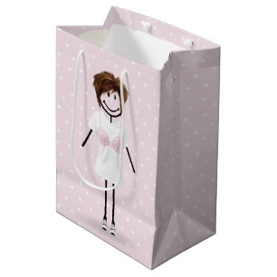 Stick Figure Girl Breast Cancer Survivor Medium Gift Bag