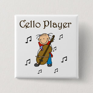 Stick Figure Girl Cello Player T-shirts and Gifts 15 Cm Square Badge