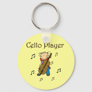 Stick Figure Girl Cello Player T-shirts and Gifts Key Ring