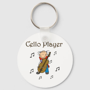 Stick Figure Girl Cello Player T-shirts and Gifts Key Ring