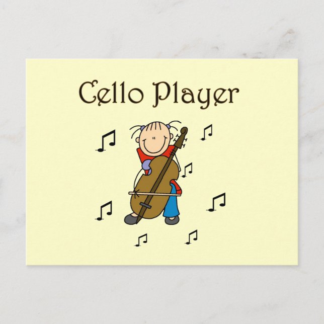 Stick Figure Girl Cello Player T-shirts and Gifts Postcard (Front)