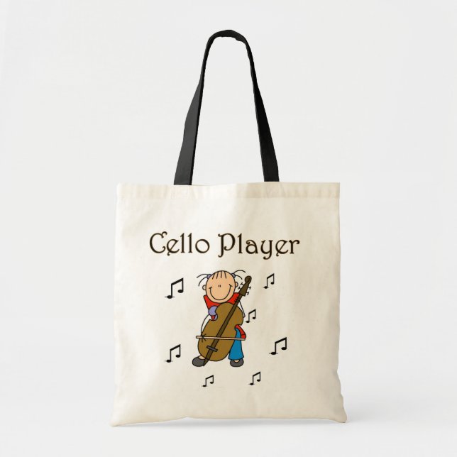 Stick Figure Girl Cello Player T-shirts and Gifts Tote Bag (Front)