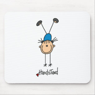 Stick Figure Girl Doing Handstands Mousepad