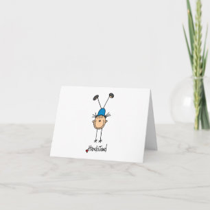 Stick Figure Girl Doing Handstands Note Card
