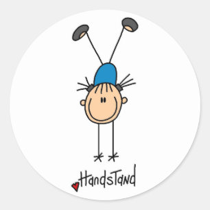 Stick Figure Girl Doing Handstands Stickers