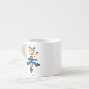 Stick Figure Girl Driving a Scooter Espresso Cup