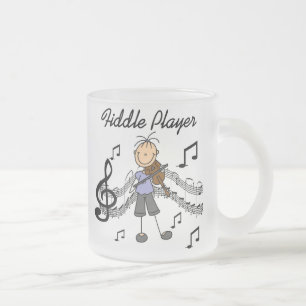 Stick Figure Girl Fiddle Player Tshirts and Gifts Frosted Glass Coffee Mug