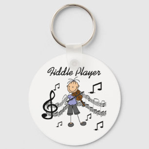 Stick Figure Girl Fiddle Player Tshirts and Gifts Key Ring