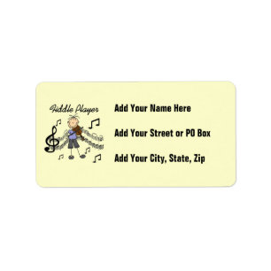 Stick Figure Girl Fiddle Player Tshirts and Gifts Label