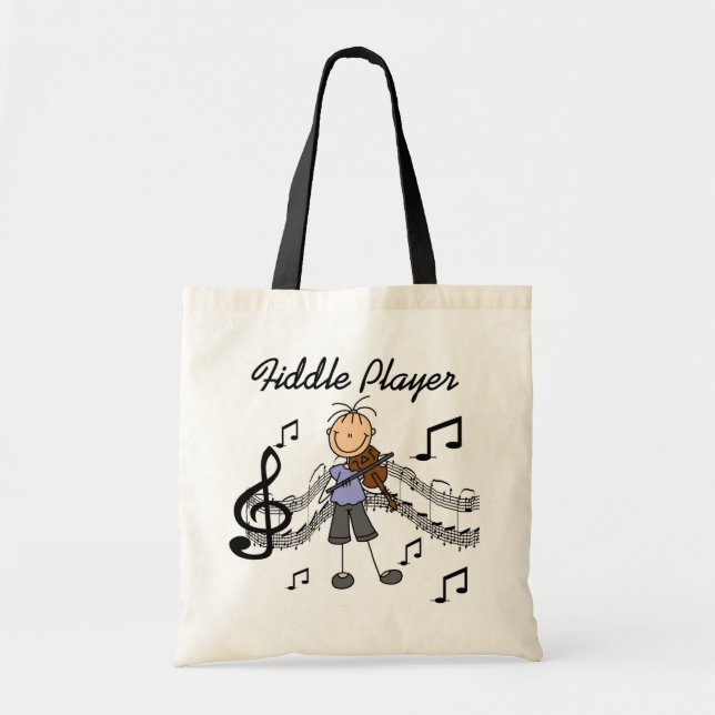 Stick Figure Girl Fiddle Player Tshirts and Gifts Tote Bag (Front)