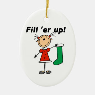 Stick Figure Girl Fill 'er Up Ornament