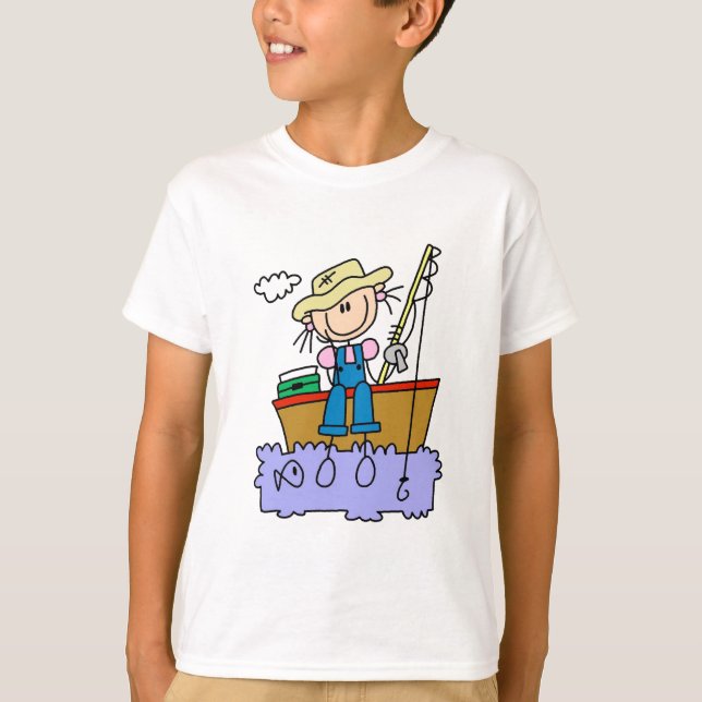Stick Figure Girl Fishing T-shirts and Gifts (Front)