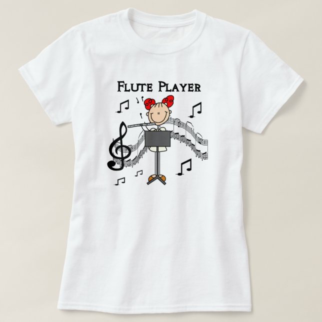 Stick Figure Girl Flute Player Tshirts and Gifts (Design Front)